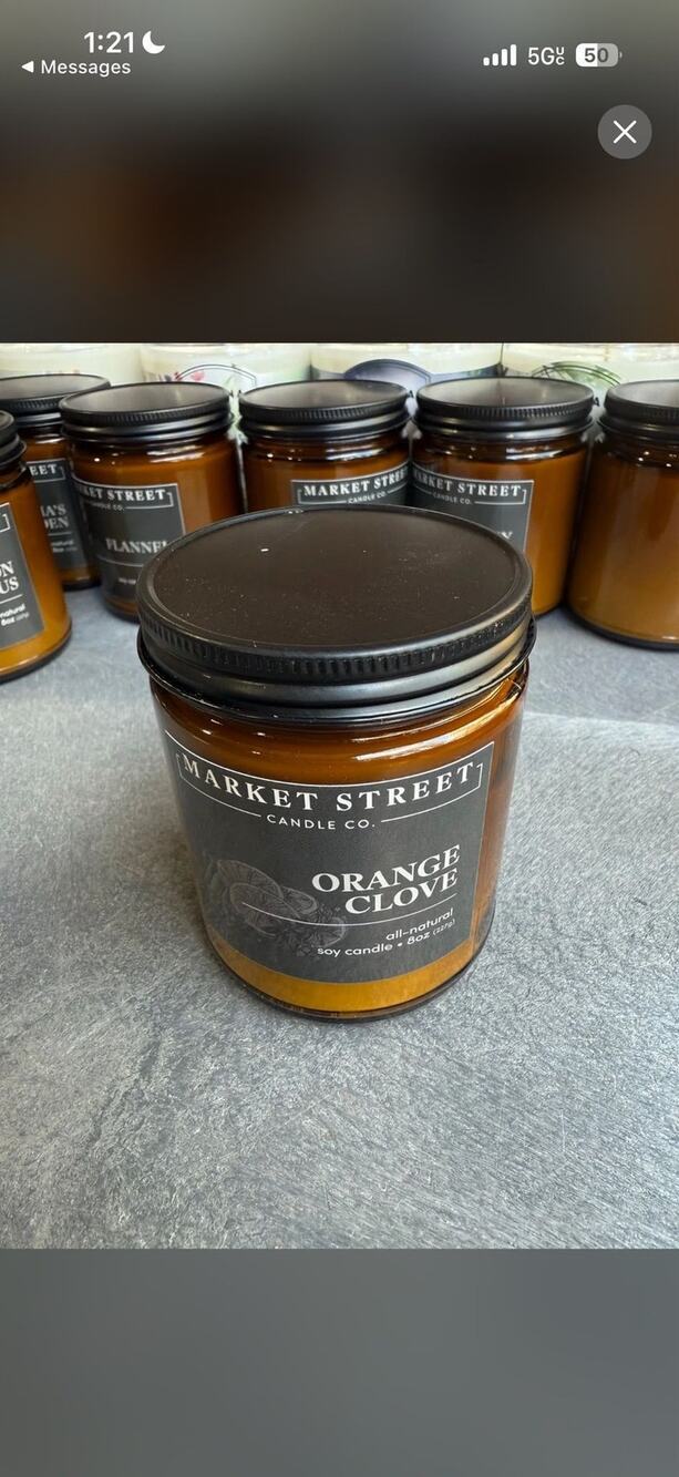 Amber Glass Candle-Market Street—Select Scent